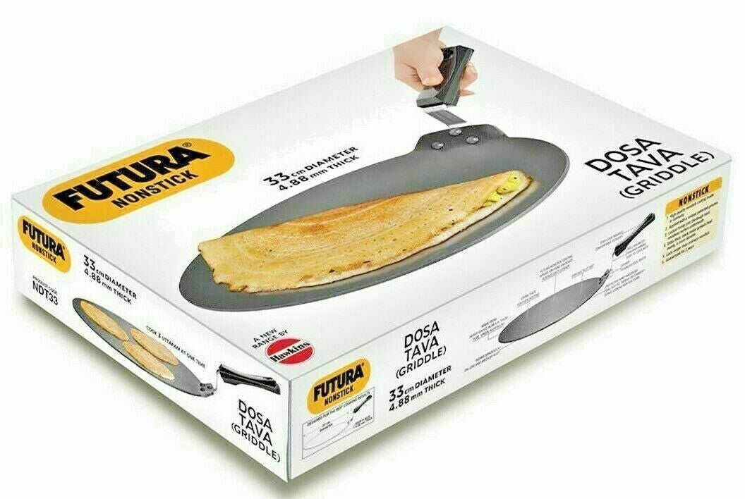 33cm XL Futura Hawkins Non Stick Dosa Tawa Griddle 33cm Diameter 4.88mm Thick